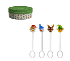 Set 4 Lugë Të Vogla Me Dekor Festiv