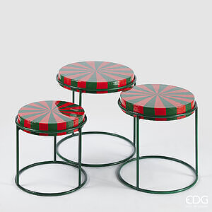 Tavolinë E Rrumbullakët Dy-ngjyrësh Set 3 Copë